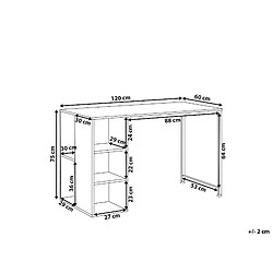 Beliani Bureau blanc / effet bois foncé 120 x 60 cm DESE