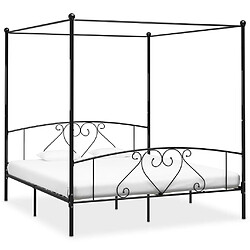 vidaXL Cadre de lit sans matelas avec baldaquin noir 200x200 cm métal