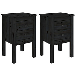 vidaXL Tables de chevet 2 pcs Noir 40x35x61,5 cm Bois de pin massif