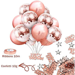 Avis Euro Mega 34PCS Anniversaire Ballon Rose Kit Guirlande Happy Birthday Nappe Rose Or