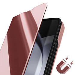 Avizar Étui Clear View pour Samsung Galaxy Z Fold 5 Clapet Miroir Support Vidéo Rose Or pas cher