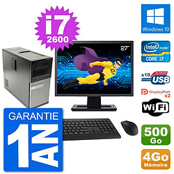 PC Tour Dell 7010 Ecran 27" Intel i7-2600 RAM 4Go Disque 500Go Windows 10 Wifi - Occasion