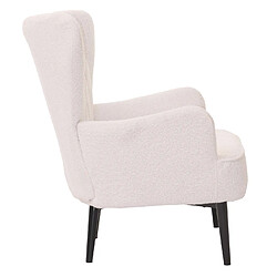 Acheter Mendler Fauteuil lounge HWC-K37, fauteuil cocktail/à oreilles chaise rembourrée rétro vintage tissu bouclé (600g/m²) Öko-Tex ~ blanc