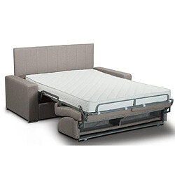 Inside 75 Canapé lit CanapExpress lattes 140cm matelas mémory 22cm tête de lit intégrée cuir vachette taupe clair