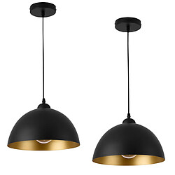 Helloshop26 Lot de 2 lampes à suspension éclairage intérieur hauteur réglable métal diamètre 30 cm noir doré 03_0005761