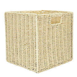 Toilinux Cube de rangement tressé pliable - 30 x 30 cm - Beige