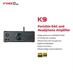 Avis FiiO K9 Amplificateur de casque de bureau USB ES9038PRO*2 DAC Bluetooth HiFi Audio THX AAA 788+ LDAC DSD512