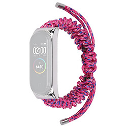 Bracelet en nylon corde tressée, réglable, rose pour votre Xiaomi Mi Band 5/6