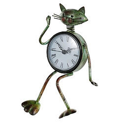 Avis Horloge Figurine Animal en Fer Forgé Rétro Ornement de Chat