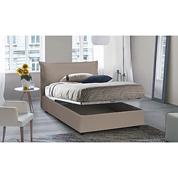 Acheter Autrement Talamo Italia Lit double Veronica avec conteneur, Made in Italy, en éco-cuir, 120x190 cm, avec ouverture frontale, Taupe, avec matelas inclus.