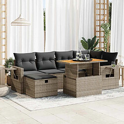 vidaXL Salon de jardin avec coussins 8 pcs gris résine tressée acacia