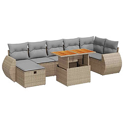 vidaXL Salon de jardin avec coussins 5 pcs beige résine tressée acacia