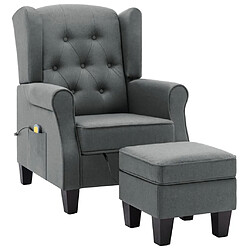 Maison Chic Fauteuil de massage avec repose-pied,Fauteuil luxe de relaxation Gris clair Tissu -MN46499