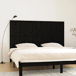 vidaXL Tête de lit murale Noir 204x3x110 cm Bois massif de pin