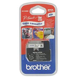 Ruban étiqueteuse métallisé Brother MK223 9 mm - blanc écriture bleue. Longueur 8 m