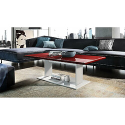 Mpc Table Basse En Blanc Avec Plateau De Dessus En Bordeaux Haute Brillance 40 X 120 X 70