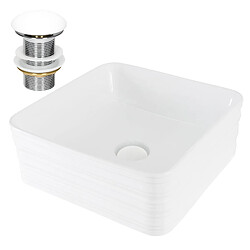 ML-Design Vasque à poser en céramique lavabo avec garniture de vidage blanc 390x390x150 mm