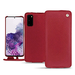 Housse cuir Samsung Galaxy S20 - Rabat vertical - Rouge passion ( Pantone #a6192e ) - NOREVE