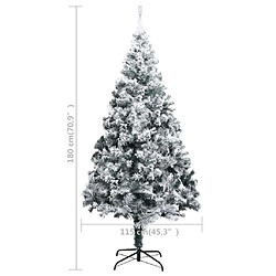 vidaXL Sapin de Noël artificiel avec neige floquée vert 180 cm PVC pas cher