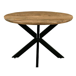 Moloo MACY-Table à manger ronde 4 personnes, D.130 cm, Manguier et métal noir