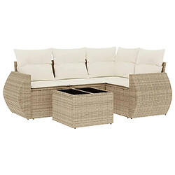 vidaXL Salon de jardin avec coussins 5 pcs beige résine tressée