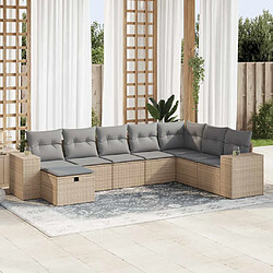 vidaXL Salon de jardin avec coussins 8 pcs beige résine tressée