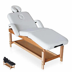 Bodyline - Healt And Massage Table de massage en bois fixe réglable multi-position 225 cm Massage-pro, Couleur: Blanc