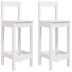 vidaXL Chaises de bar lot de 2 blanc 40x41,5x112 cm bois de pin solide