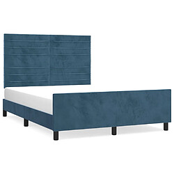 vidaXL Cadre de lit sans matelas bleu foncé 140x200 cm velours