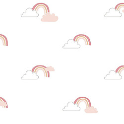 Noordwand Papier peint Mondo baby Rainbows Blanc et rose