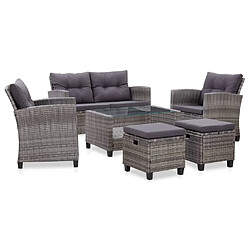 Maison Chic Salon de jardin 6 pcs + coussins - Mobilier/Meubles de jardin - Table et chaises d'extérieur Résine tressée Gris foncé -MN95966