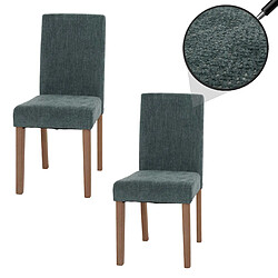 Decoshop26 Lot de 2 chaises de salle à manger dossier haut en tissu chenille vert pieds en bois clairs 04_0007325