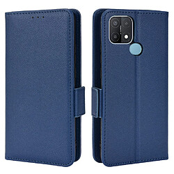 Etui en PU texture litchi avec support, bleu foncé pour votre Oppo A15/A15s/A35 (2021)