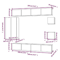 vidaXL Ensemble de meubles TV 8 pcs Sonoma gris Bois d'ingénierie pas cher