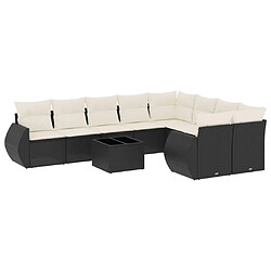 Maison Chic Salon de jardin 10 pcs avec coussins, Ensemble Tables et chaises d'extérieur noir résine tressée -GKD368557