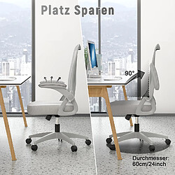 Chaises de bureau pour le bureau à domicile - avec accoudoirs rabattables à 90 ° et support lombaire - Chaises de bureau ergonomiques Rattantree pour la maison - Réglable en hauteur - Mobilier de bureau à domicile GRIS pas cher