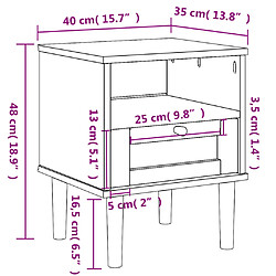 vidaXL Table de chevet SENJA aspect de rotin noir bois de pin massif pas cher