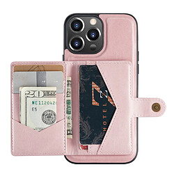 Coque en TPU + PU avec béquille magnétique 2 en 1 amovible or rose pour votre Apple iPhone 13 Pro Max 6.7 pouces