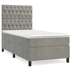 Maison Chic Lit adulte- Lit + matelas,Sommier à lattes de lit et matelas Gris clair 90x190 cm Velours -GKD33969