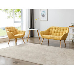 Vente-Unique Canapé 2 places et fauteuil en tissu jaune moutarde CASERTA