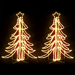 vidaXL Arbres de Noël pliables avec LED 2 pcs Blanc chaud 87x87x93 cm