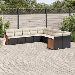 Maison Chic Salon de jardin 10 pcs avec coussins | Ensemble de Table et chaises | Mobilier d'Extérieur noir résine tressée -GKD40506