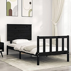 Maison Chic Cadre/structure de lit avec tête de lit pour adulte - Lit Moderne Chambre noir petit simple bois massif -MN37265