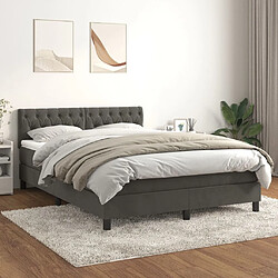 Maison Chic Lit Adulte - Lit simple Lit à sommier tapissier et matelas moelleux - Meuble de Chambre - Gris foncé 140x190cm Velours -MN72880