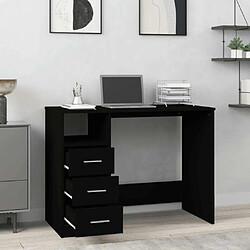 Avis Maison Chic Bureau solide,Table de travail,Bureau d'ordinateur avec tiroirs Noir 102x50x76 cm Bois d'ingénierie -GKD32110