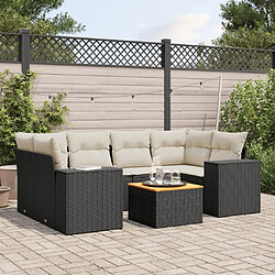 Maison Chic Salon de jardin 7 pcs avec coussins | Ensemble de Table et chaises | Mobilier d'Extérieur noir résine tressée -GKD88516