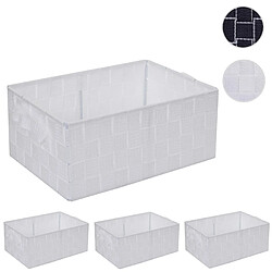 Mendler 4x panier de rangement HWC-C37, 12x28x20cm ~ blanc