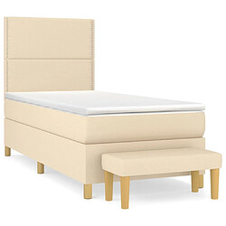 vidaXL Sommier à lattes de lit avec matelas Crème 80x200 cm Tissu