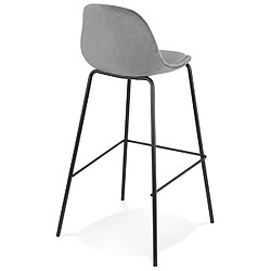 Avis Alterego Tabouret de bar 'FENTON' en velours gris et pied en métal noir