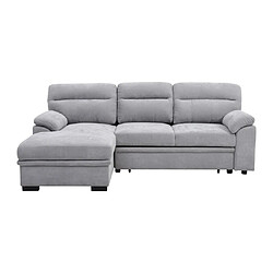 Acheter Vente-Unique Canapé d'angle gauche convertible en tissu gris ULENIO